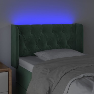 vidaXL Κεφαλάρι Κρεβατιού LED Σκούρο Πράσινο 83x16x78/88cm Βελούδινο 1 τεμ.