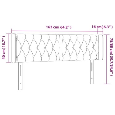vidaXL Κεφαλάρι Κρεβατιού LED Σκούρο Πράσινο 163x16x78/88cm Βελούδινο 1 τεμ.
