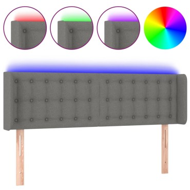 vidaXL Κεφαλάρι Κρεβατιού LED Σκούρο Γκρι 147x16x78/88cm Υφασμάτινο 1 τεμ.