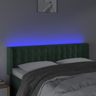 vidaXL Κεφαλάρι Κρεβατιού LED Σκούρο Πράσινο 147x16x78/88cm Βελούδινο 1 τεμ.