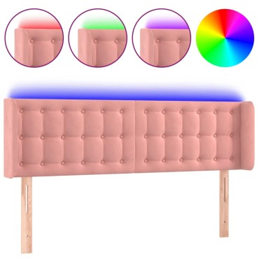 vidaXL Κεφαλάρι Κρεβατιού LED Ροζ 147x16x78/88cm Βελούδινο 1 τεμ.