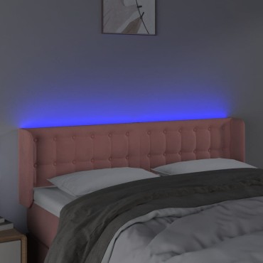 vidaXL Κεφαλάρι Κρεβατιού LED Ροζ 147x16x78/88cm Βελούδινο 1 τεμ.