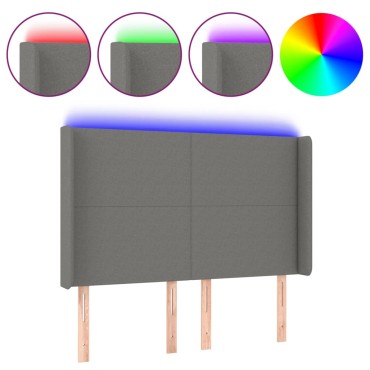 vidaXL Κεφαλάρι Κρεβατιού LED Σκούρο Γκρι 147x16x118/128cm Υφασμάτινο 1 τεμ.