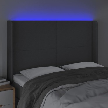 vidaXL Κεφαλάρι Κρεβατιού LED Σκούρο Γκρι 147x16x118/128cm Υφασμάτινο 1 τεμ.