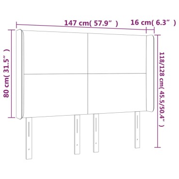 vidaXL Κεφαλάρι Κρεβατιού LED Σκούρο Γκρι 147x16x118/128cm Υφασμάτινο 1 τεμ.