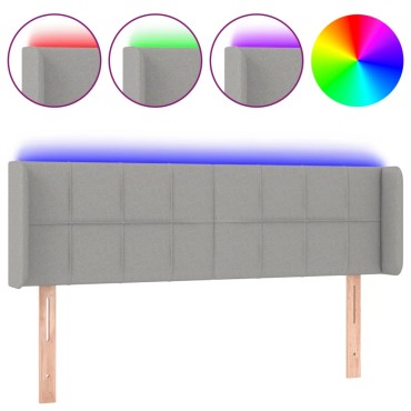 vidaXL Κεφαλάρι Κρεβατιού LED Ανοιχτό Γκρι 147x16x78/88cm Υφασμάτινο 1 τεμ.