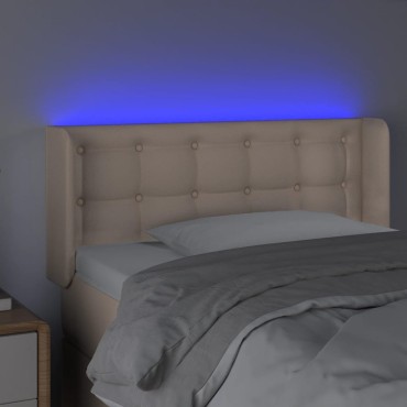vidaXL Κεφαλάρι Κρεβατιού LED Καπουτσίνο 93x16x78/88cm Συνθετ. Δέρμα 1 τεμ.