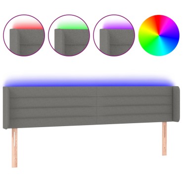 vidaXL Κεφαλάρι Κρεβατιού LED Σκούρο Γκρι 163x16x78/88cm Υφασμάτινο 1 τεμ.