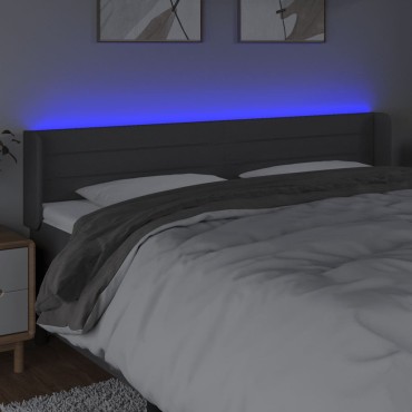 vidaXL Κεφαλάρι Κρεβατιού LED Σκούρο Γκρι 163x16x78/88cm Υφασμάτινο 1 τεμ.