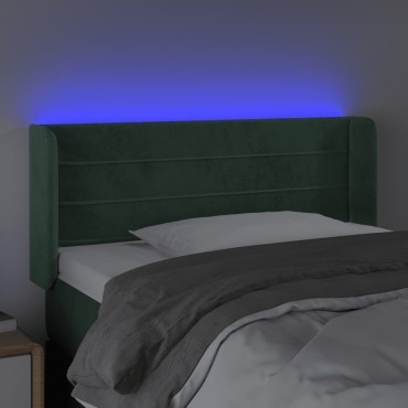 vidaXL Κεφαλάρι Κρεβατιού LED Σκούρο Πράσινο 83x16x78/88cm Βελούδινο 1 τεμ.