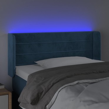 vidaXL Κεφαλάρι Κρεβατιού LED Σκούρο Μπλε 93x16x78/88cm Βελούδινο 1 τεμ.
