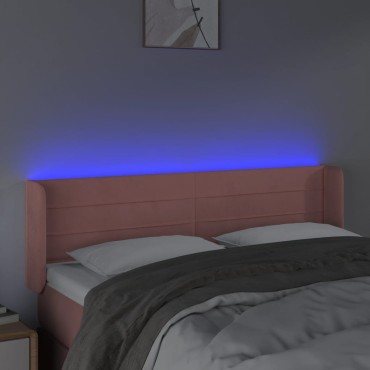 vidaXL Κεφαλάρι Κρεβατιού LED Ροζ 147x16x78/88cm Βελούδινο 1 τεμ.