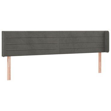 vidaXL Κεφαλάρι Κρεβατιού LED Σκούρο Γκρι 163x16x78/88cm Βελούδινο 1 τεμ.