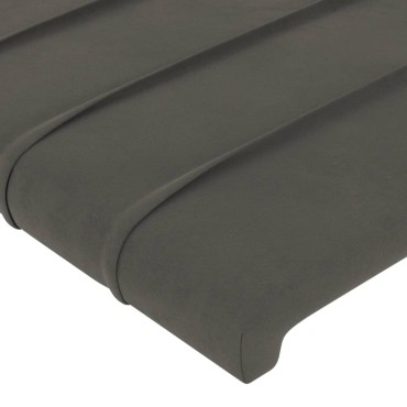 vidaXL Κεφαλάρι Κρεβατιού LED Σκούρο Γκρι 163x16x78/88cm Βελούδινο 1 τεμ.