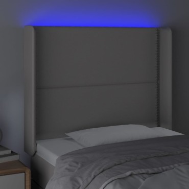 vidaXL Κεφαλάρι Κρεβατιού LED Γκρι 93x16x118/128cm Συνθετ. Δέρμα 1 τεμ.