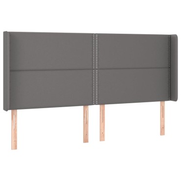 vidaXL Κεφαλάρι Κρεβατιού LED Γκρι 163x16x118/128cm Συνθετ. Δέρμα 1 τεμ.