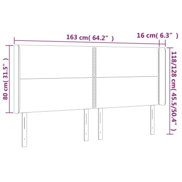 vidaXL Κεφαλάρι Κρεβατιού LED Γκρι 163x16x118/128cm Συνθετ. Δέρμα 1 τεμ.