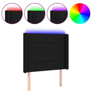 vidaXL Κεφαλάρι Κρεβατιού LED Μαύρο 93x16x118/128cm Υφασμάτινο 1 τεμ.