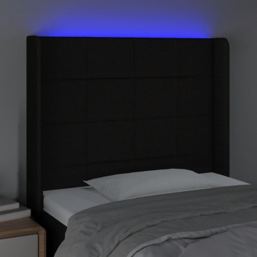 vidaXL Κεφαλάρι Κρεβατιού LED Μαύρο 93x16x118/128cm Υφασμάτινο 1 τεμ.