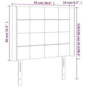 vidaXL Κεφαλάρι Κρεβατιού LED Μαύρο 93x16x118/128cm Υφασμάτινο 1 τεμ.