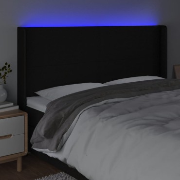 vidaXL Κεφαλάρι Κρεβατιού LED Μαύρο 163x16x118/128cm Υφασμάτινο 1 τεμ.