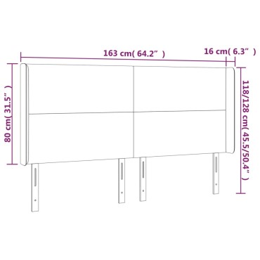 vidaXL Κεφαλάρι Κρεβατιού LED Μαύρο 163x16x118/128cm Υφασμάτινο 1 τεμ.