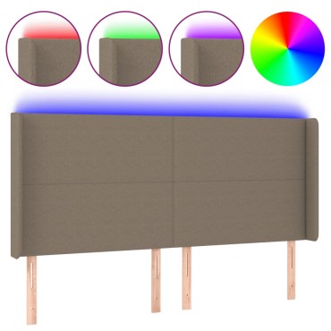 vidaXL Κεφαλάρι Κρεβατιού LED Taupe 163x16x118/128cm Υφασμάτινο 1 τεμ.