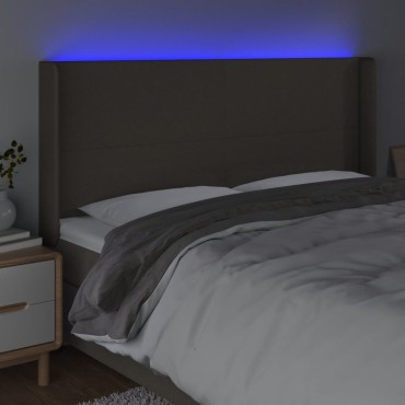 vidaXL Κεφαλάρι Κρεβατιού LED Taupe 163x16x118/128cm Υφασμάτινο 1 τεμ.