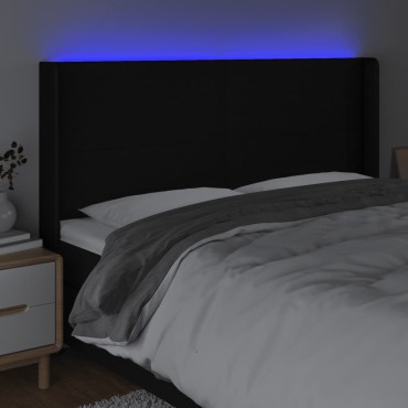 vidaXL Κεφαλάρι Κρεβατιού LED Μαύρο 183x16x118/128cm Υφασμάτινο 1 τεμ.