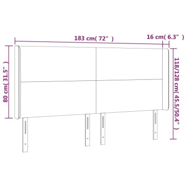 vidaXL Κεφαλάρι Κρεβατιού LED Μαύρο 183x16x118/128cm Υφασμάτινο 1 τεμ.