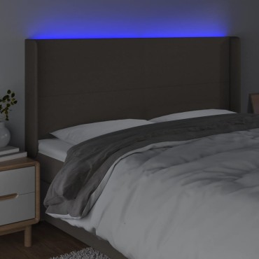 vidaXL Κεφαλάρι Κρεβατιού LED Taupe 203x16x118/128cm Υφασμάτινο 1 τεμ.