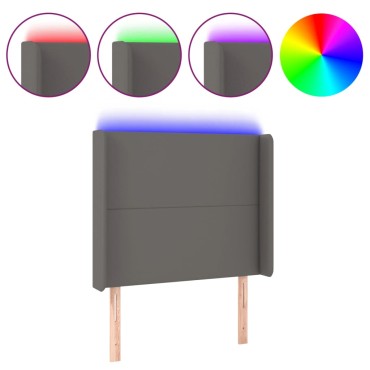 vidaXL Κεφαλάρι Κρεβατιού LED Γκρι 83x16x118/128cm Συνθετ. Δέρμα 1 τεμ.