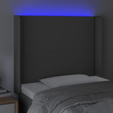 vidaXL Κεφαλάρι Κρεβατιού LED Γκρι 93x16x118/128cm Συνθετ. Δέρμα 1 τεμ.