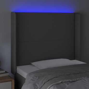 vidaXL Κεφαλάρι Κρεβατιού LED Γκρι 103x16x118/128cm Συνθετ. Δέρμα 1 τεμ.