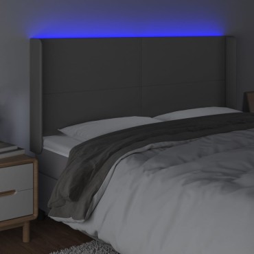 vidaXL Κεφαλάρι Κρεβατιού LED Γκρι 163x16x118/128cm Συνθετ. Δέρμα 1 τεμ.