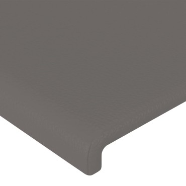vidaXL Κεφαλάρι Κρεβατιού LED Γκρι 203x16x118/128cm Συνθετ. Δέρμα 1 τεμ.