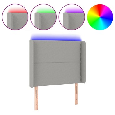 vidaXL Κεφαλάρι Κρεβατιού LED Ανοιχτό Γκρι 103x16x118/128cm 1 τεμ.