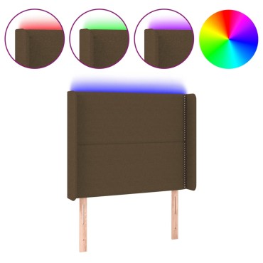 vidaXL Κεφαλάρι Κρεβατιού LED Σκούρο Καφέ 103x16x118/128cm Υφασμάτινο 1 τεμ.