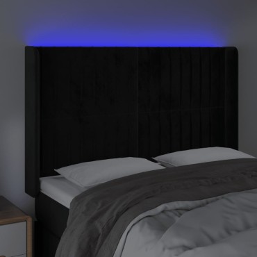 vidaXL Κεφαλάρι Κρεβατιού LED Μαύρο 147x16x118/128cm Βελούδινο 1 τεμ.