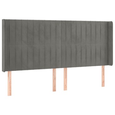 vidaXL Κεφαλάρι Κρεβατιού LED Ανοιχτό Γκρι 183x16x118/128cm Βελούδινο 1 τεμ.