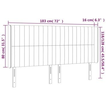 vidaXL Κεφαλάρι Κρεβατιού LED Ροζ 183x16x118/128cm Βελούδινο 1 τεμ.