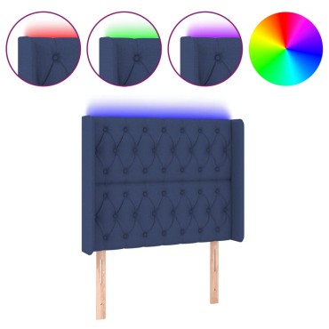 vidaXL Κεφαλάρι Κρεβατιού LED Μπλε 103x16x118/128cm Υφασμάτινο 1 τεμ.