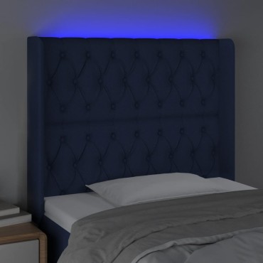 vidaXL Κεφαλάρι Κρεβατιού LED Μπλε 103x16x118/128cm Υφασμάτινο 1 τεμ.