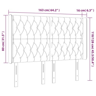 vidaXL Κεφαλάρι Κρεβατιού LED Κρεμ 163x16x118/128cm Υφασμάτινο 1 τεμ.