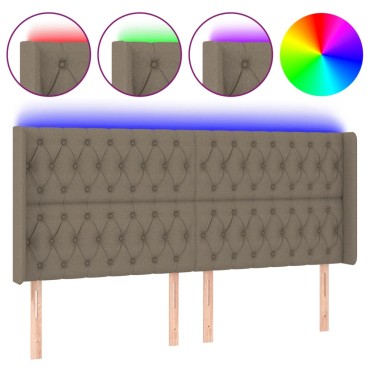 vidaXL Κεφαλάρι Κρεβατιού LED Taupe 183x16x118/128cm Υφασμάτινο 1 τεμ.