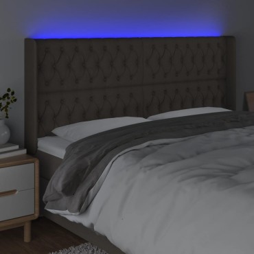 vidaXL Κεφαλάρι Κρεβατιού LED Taupe 183x16x118/128cm Υφασμάτινο 1 τεμ.