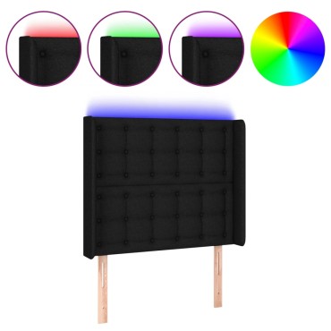 vidaXL Κεφαλάρι Κρεβατιού LED Μαύρο 83x16x118/128cm Υφασμάτινο 1 τεμ.