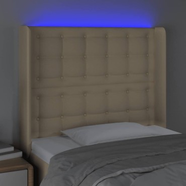 vidaXL Κεφαλάρι Κρεβατιού LED Κρεμ 93x16x118/128cm Υφασμάτινο 1 τεμ.
