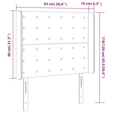 vidaXL Κεφαλάρι Κρεβατιού LED Κρεμ 93x16x118/128cm Υφασμάτινο 1 τεμ.