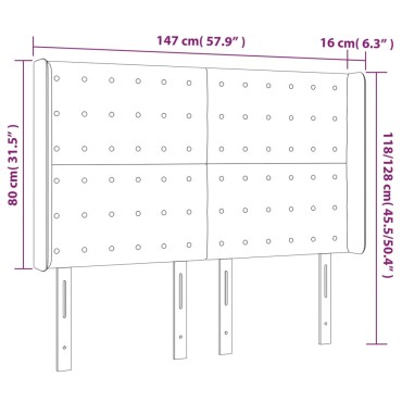 vidaXL Κεφαλάρι Κρεβατιού LED Κρεμ 147x16x118/128cm Υφασμάτινο 1 τεμ.